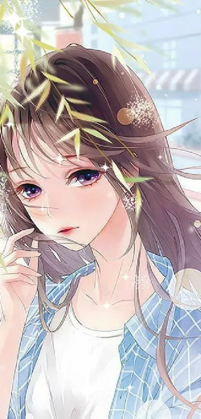 Anime girl portrait with pastel colors.