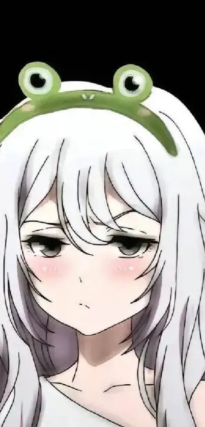 Anime girl with a frog headband and white hair.