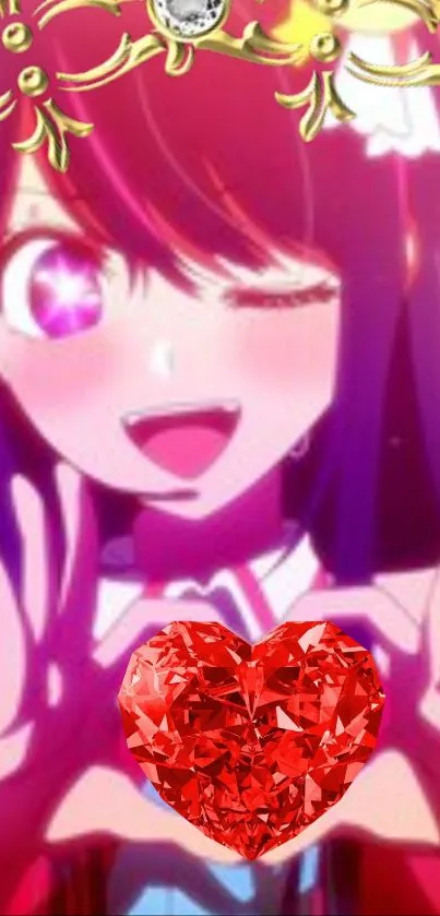 Colorful anime character with a red heart.