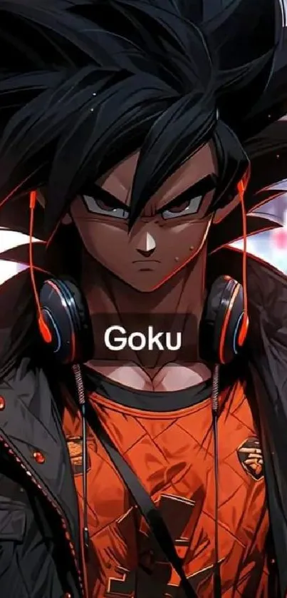 Anime hero portrait with dark and vibrant tones for mobile wallpaper.