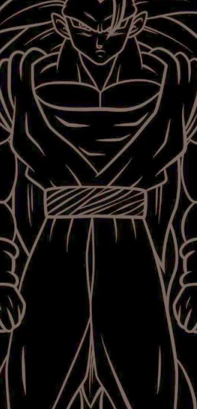 Silhouette of a muscular anime hero on a dark background wallpaper.