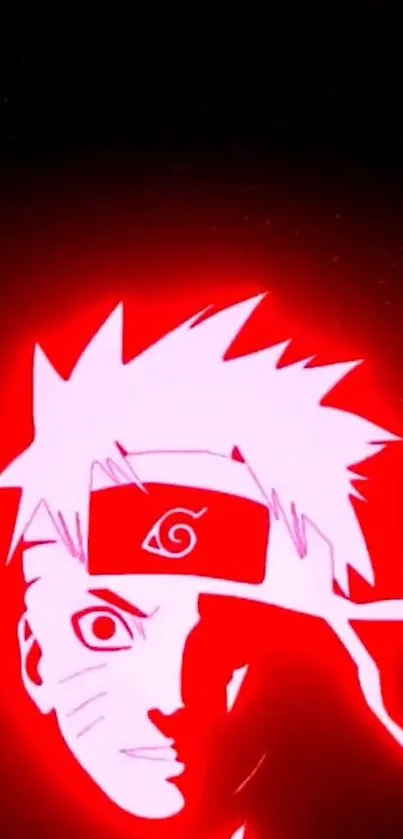 Anime ninja with red glow aura on a black background.