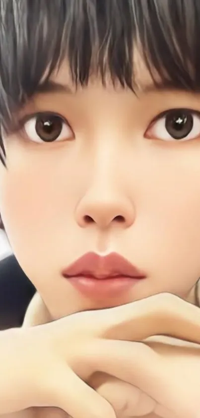 Anime portrait with expressive eyes and soft colors.