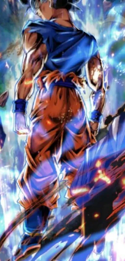 Anime hero releasing powerful energy burst in vibrant colors.