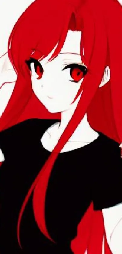 Anime girl with striking red hair in a minimalistic design.