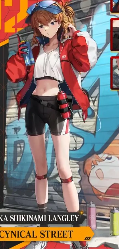 Anime character in stylish urban street theme.