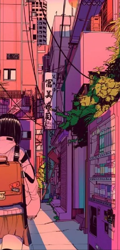 Anime style city street with vibrant colors and unique art.