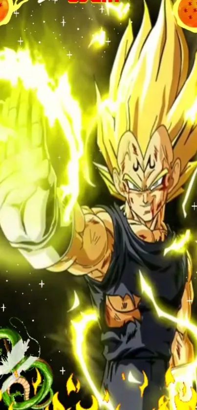 Anime Super Saiyan with yellow energy aura.