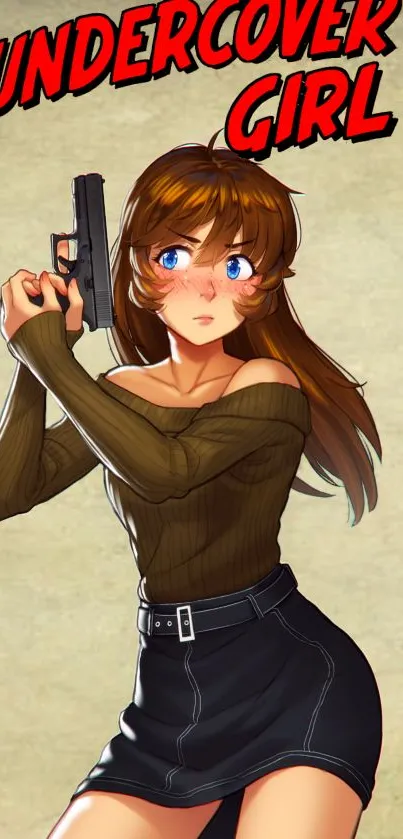 Anime girl with a gun in action pose wallpaper.