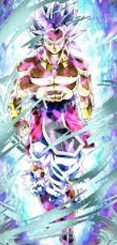 Anime warrior with electric aura in vibrant colors, perfect for mobile wallpaper.