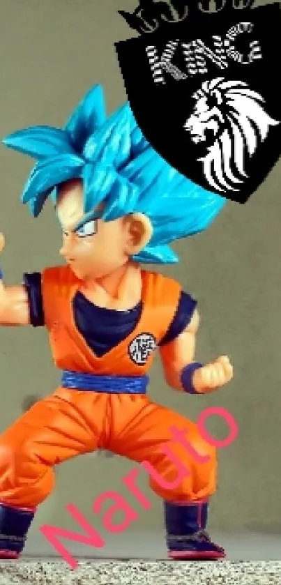 Anime warrior in fighting stance with gray background.