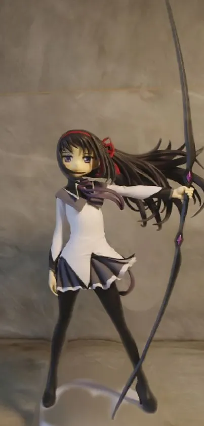 Anime character with sword in dynamic pose, set as wallpaper.