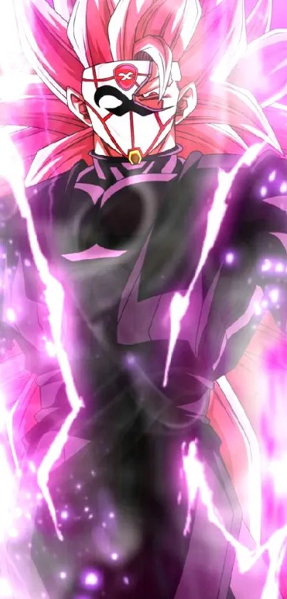 Anime warrior with vibrant pink lightning.