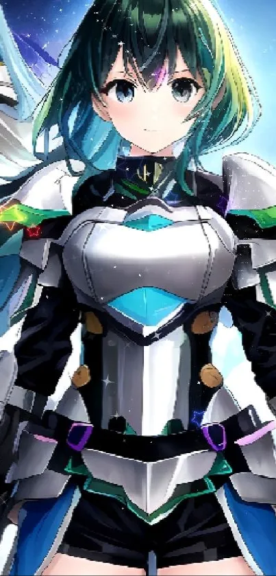 Anime warrior trio in armor with sky backdrop as mobile wallpaper.