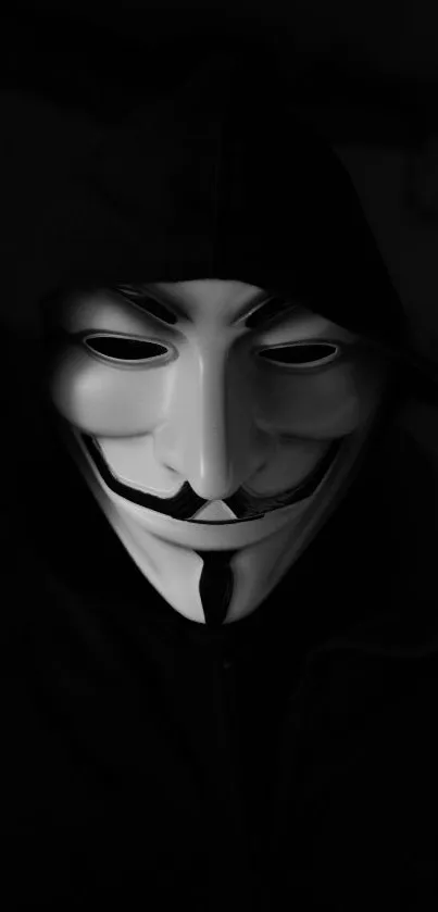 Dark anonymous mask wallpaper for mobile.