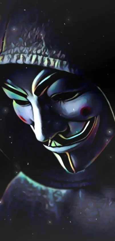 Dark wallpaper featuring iconic Anonymous mask.