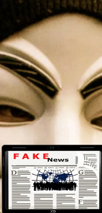 Anonymous mask with fake news digital art wallpaper.