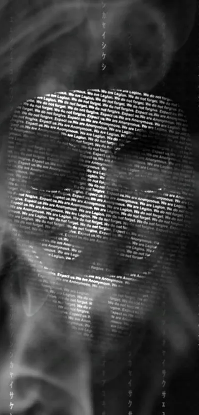 Mysterious Anonymous mask with text and smoky effects.