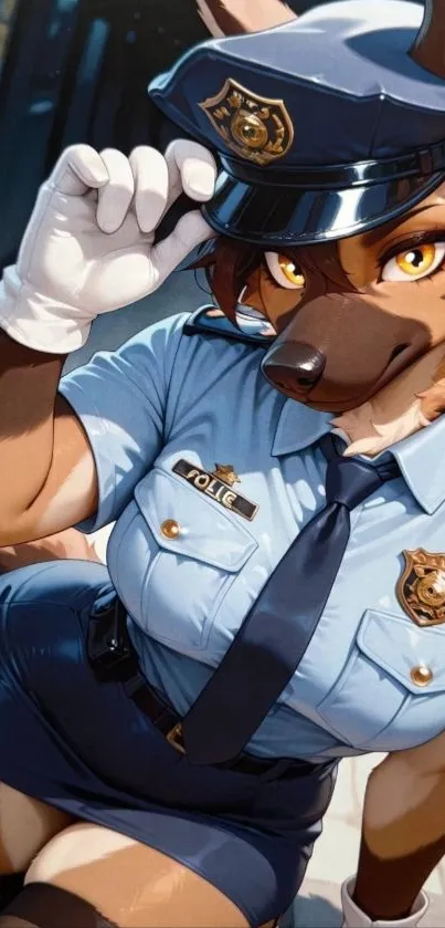 Anthro police fox in uniform wallpaper.