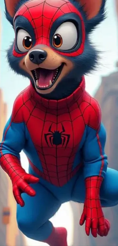 Cartoon superhero character in a vibrant setting.