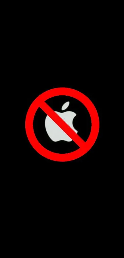 Anti-Apple logo with red circle on black background wallpaper.