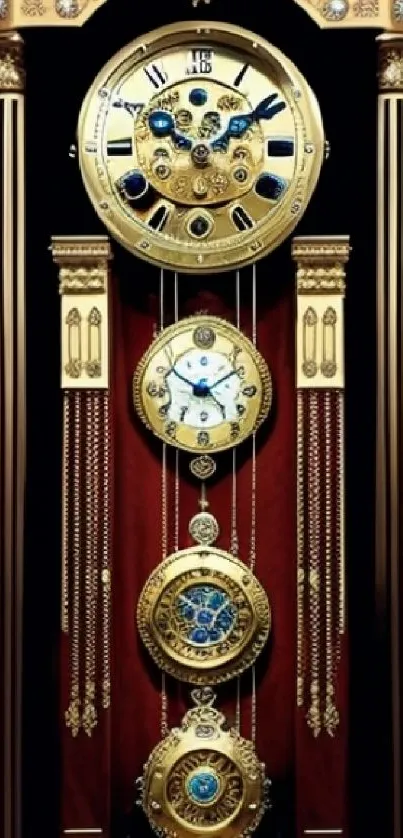 Antique gold clock with intricate design details.