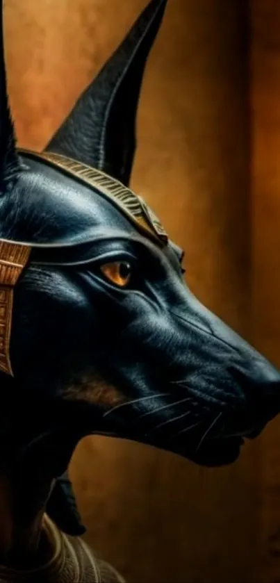 Anubis-inspired dark artistic mobile wallpaper depicting Egyptian mythology.