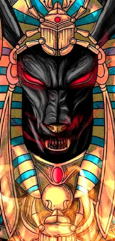 Dark Anubis Pharaoh art wallpaper with vibrant colors.