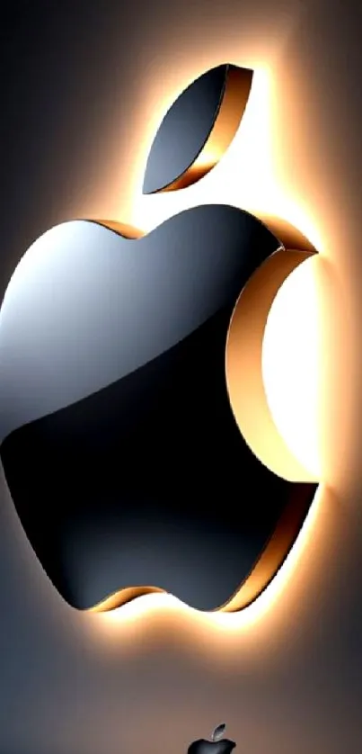 Illuminated Apple logo with sleek glow for mobile wallpaper