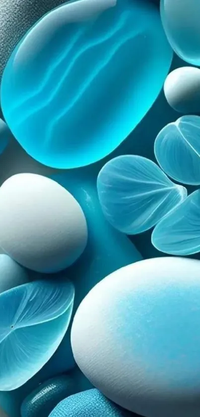 Abstract aqua blue stones mobile wallpaper design.