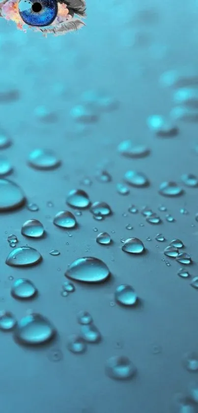 Aqua droplets and artistic eye mobile wallpaper.