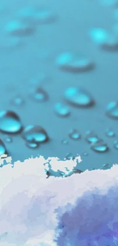 Aqua-themed wallpaper with abstract water droplets on turquoise backdrop