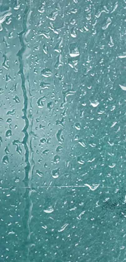 Aqua glass with rain droplets wallpaper.