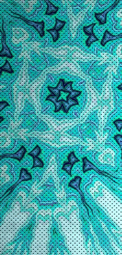 Aqua kaleidoscope pattern mobile wallpaper.