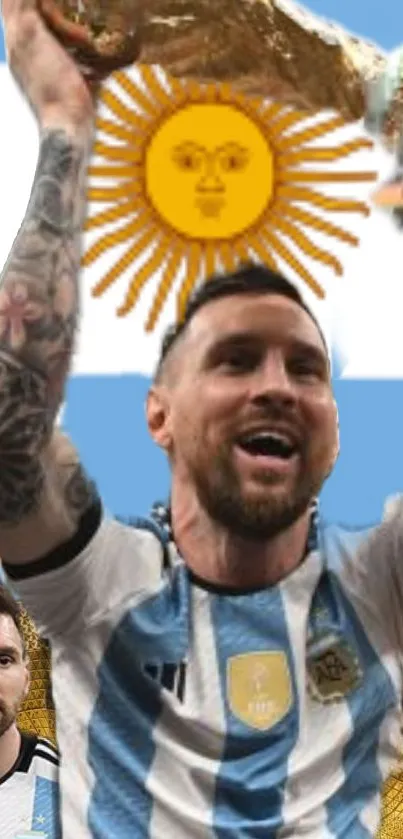 Argentina football victory wallpaper featuring iconic symbols.