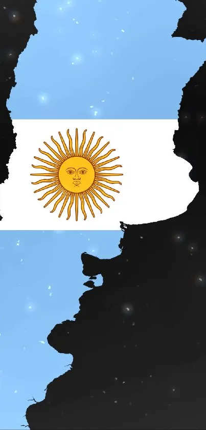 Argentina map with national flag in blue and white colors.