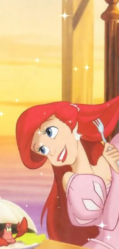 Ariel from Disney combs her hair with a fork.