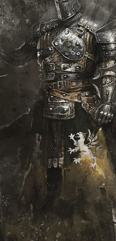 Armored medieval knight with intricate design and a powerful stance.