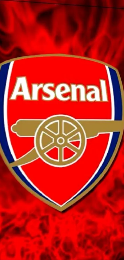 Arsenal logo with red fiery background wallpaper.