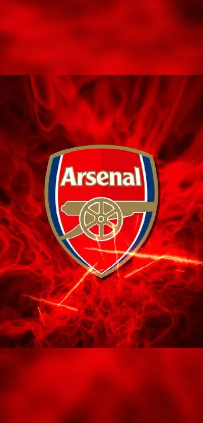 Arsenal football club emblem on red background.