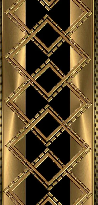 Gold art deco geometric pattern mobile wallpaper.