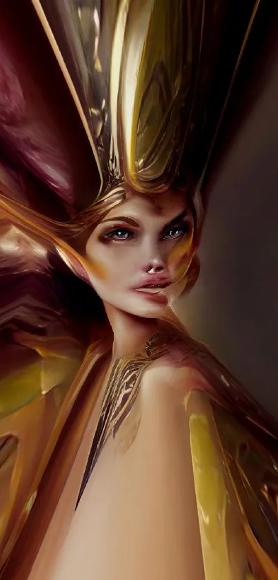 Artistic abstract portrait with golden and bronze hues.