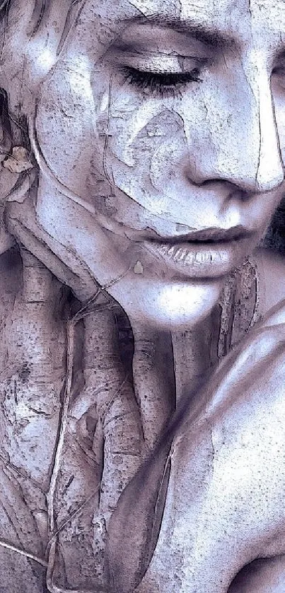 Artistic abstract portrait of a woman in cool lavender gray tones.