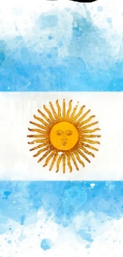 Artistic watercolor design of the Argentine flag.