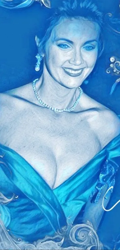 Artistic blue portrait of an elegant woman.