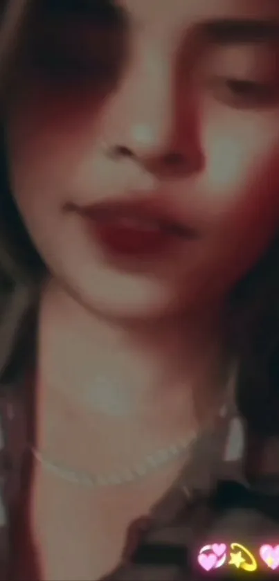 Blurred artistic portrait with dark tones.