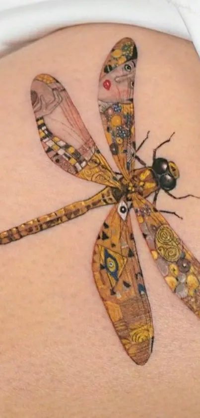 Artistic dragonfly tattoo on skin design.