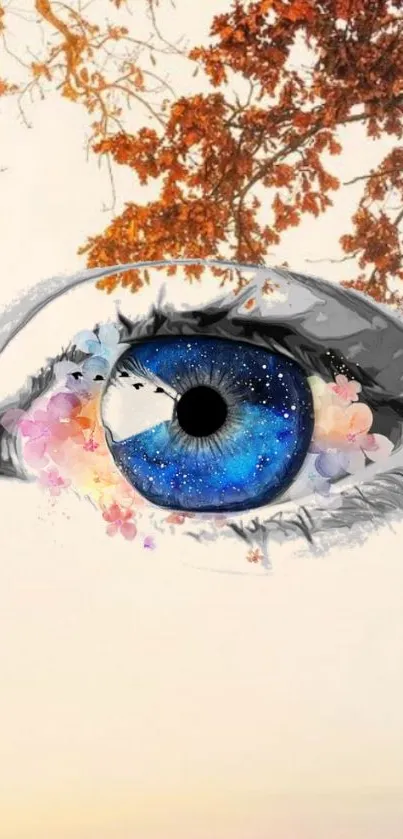 Artistic eye with floral and nature elements in vibrant colors.