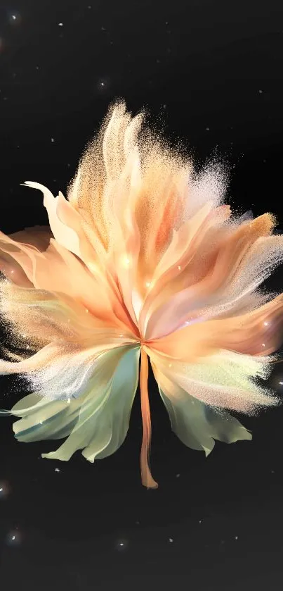 Digital flower with orange petals on black background.