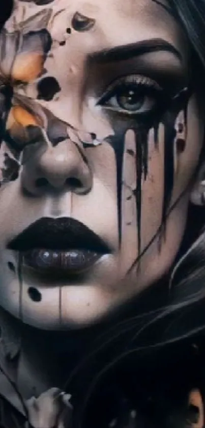 Artistic floral design on woman's face
